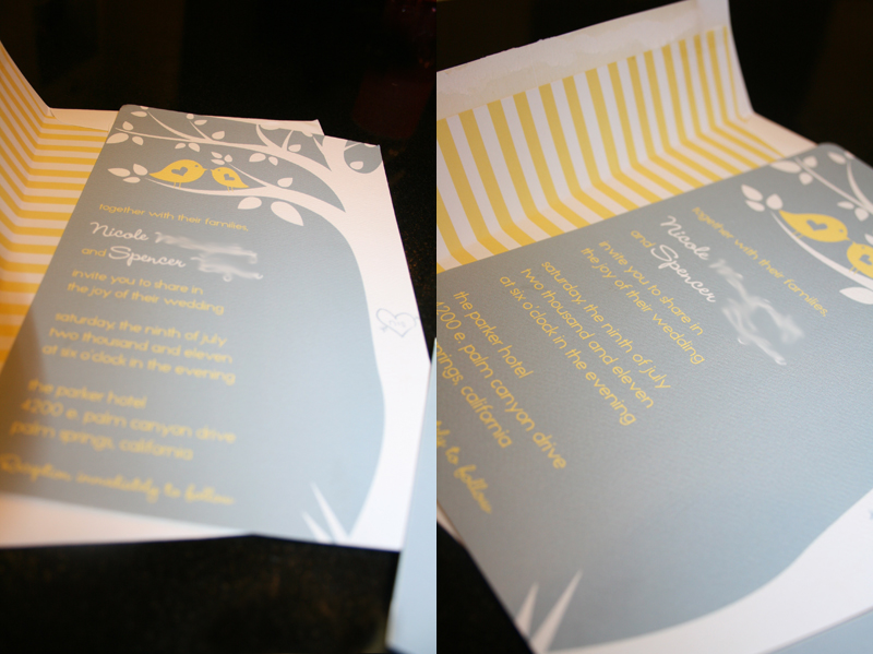grey yellow wedding invitation cakes likes a party